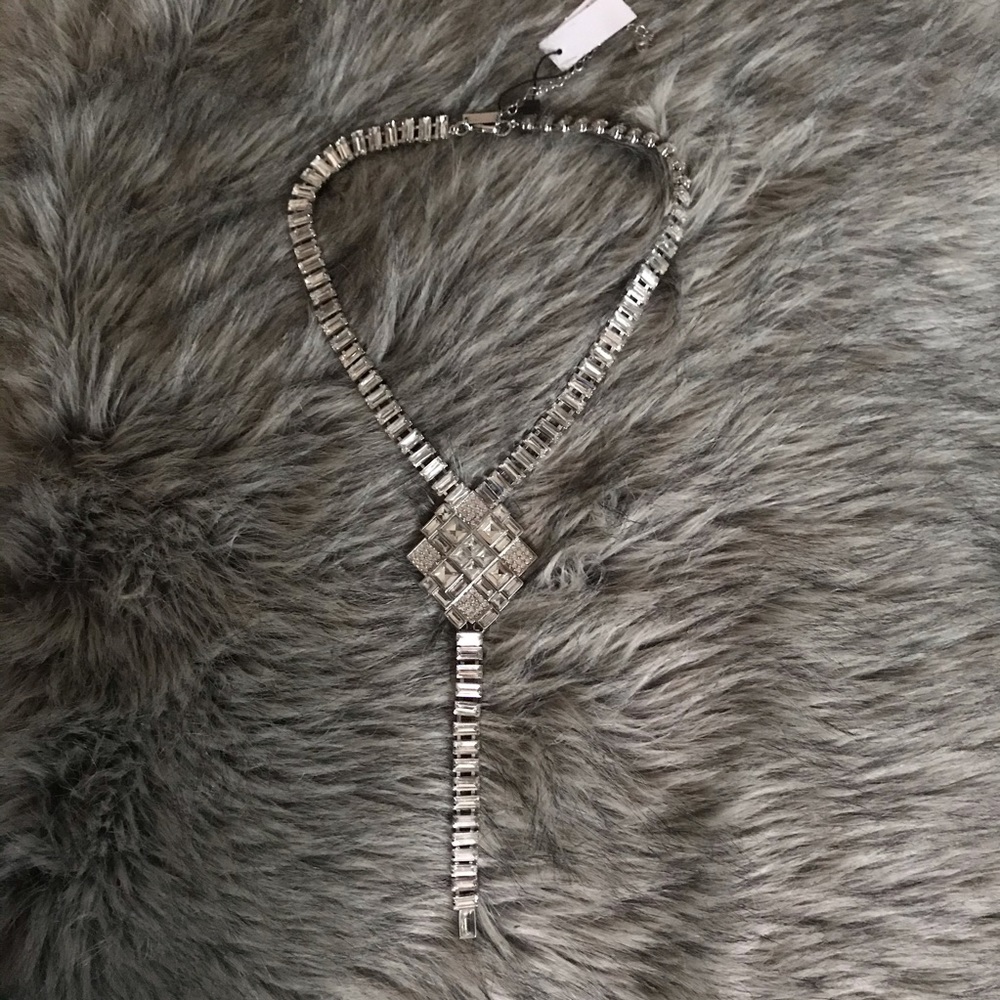 Baguette Glass Stone Lariat Necklace